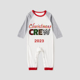 2023 Christmas Matching Family Pajamas Exclusive Design Printed Christmas Crew Black White Plaids Pajamas Set