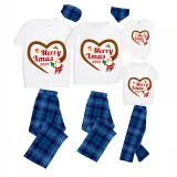 2023 Christmas Matching Family Pajamas Santa Heart Merry Xmas Gray Short Blue Pants Pajamas Set