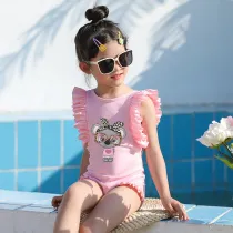 Girls Bathing Suits Koala Girl One Piece Ruffled Cuff Swimsuits