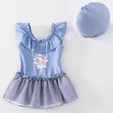 Girls Bathing Suits Angel Girl One Piece Lace Collar Swimsuits