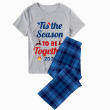 2023 Christmas Matching Family Pajamas Exclusive Design Merry Christmas Season Together Blue Short Pajamas Set