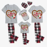 2023 Christmas Matching Family Pajamas Santa Heart Merry Xmas Gray Short Pajamas Set