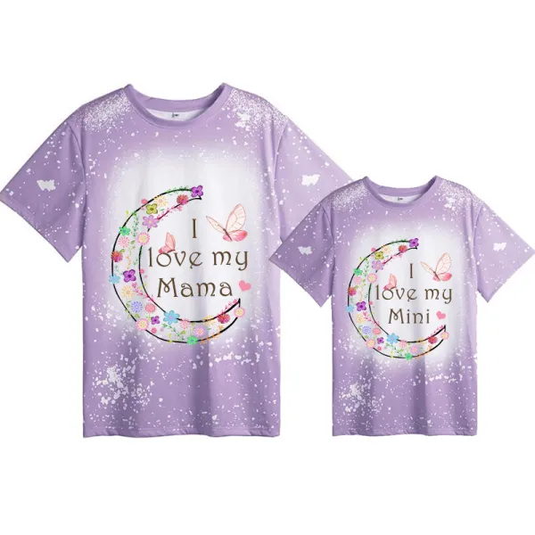 Mommy and Me Matching Clothing Top I Love My Mama Mini Moon Tie Dyed Family T-shirts
