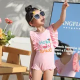 Girls Bathing Suits Hello Sunshine One Piece Ruffled Cuff Swimsuits