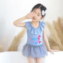 Girls Bathing Suits Mermini One Piece Lace Collar Swimsuits