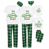 2023 Christmas Matching Family Pajamas Exclusive Design We Are Family Pendant Green Plaids Pants Pajamas Set