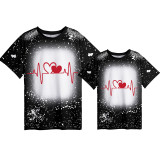 Mommy and Me Matching Clothing Top Heart Electrocardiogram Tie Dyed Family T-shirts