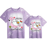 Mommy and Me Matching Clothing Top Hello Summer Mama And Mini Tie Dyed Family T-shirts