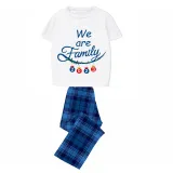 2023 Christmas Matching Family Pajamas Exclusive Design We Are Family Pendant Blue Plaids Pants Pajamas Set