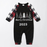 2023 Christmas Matching Family Pajamas Exclusive Merry Christmas Beatiful Tree Green Stripes Pajamas Set