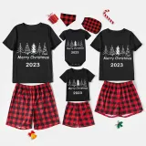 2023 Christmas Matching Family Pajamas Exclusive Merry Christmas Beatiful Tree Black Pajamas Set