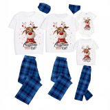 2023 Christmas Matching Family Pajamas Christmas Exclusive Design Deer Head Snowflake Merry Blue Short Christmas Pajamas Set