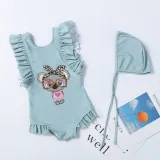 Girls Bathing Suits Koala Girl One Piece Ruffled Cuff Swimsuits