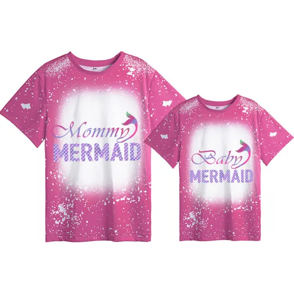 Mommy and Me Matching Clothing Top Mermaid Mama And Mini Tie Dyed Family T-shirts