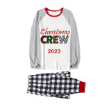 2023 Christmas Matching Family Pajamas Exclusive Design Printed Christmas Crew Black White Plaids Pajamas Set