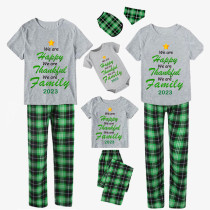 2023 Christmas Matching Family Pajamas We Are Happy Thanksful Family Green Short Pajamas Set