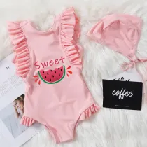 Girls Bathing Suits Sweet One Piece Ruffled Cuff Swimsuits