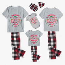 2023 Proud Member OF Naughty List White Christmas Gray Short Set Matching Family Pajamas Set