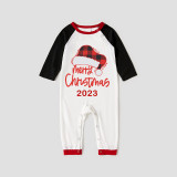 2023 Christmas Matching Family Pajamas Red Plaids Christmas Hat Merry Christmas Letter Multicolor Pajamas Set With Baby Pajamas