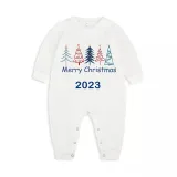 2023 Christmas Matching Family Pajamas Exclusive Merry Christmas Beatiful Tree Blue Pajamas Set