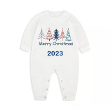 2023 Christmas Matching Family Pajamas Exclusive Merry Christmas Beatiful Tree Blue Pajamas Set