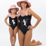 Mommy and Me Bathing Suits Angel Mama Mini Flower Shoulder Backless Swimsuits