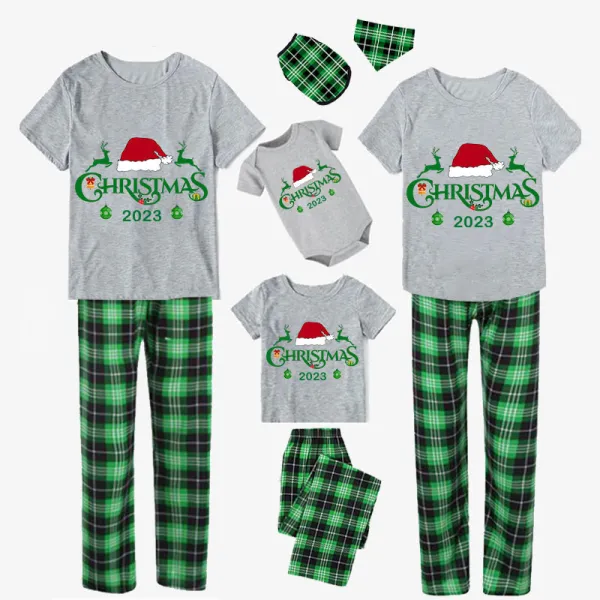 2023 Christmas Matching Family Pajamas Exclusive Design Christmas Couple Reindeer green Short Pajamas Set