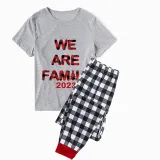 2023 We Are Family Christmas Matching Family Pajamas Gray Short Pajamas Plainds Pants Set With Dog Pajamas
