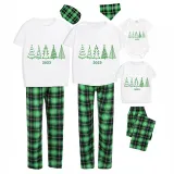 2023 Christmas Matching Family Pajamas Exclusive Christmas Tree Short Green Pants Pajamas Set