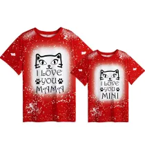 Mommy and Me Matching Clothing Top Cat I love You Mama And Mini Tie Dyed Family T-shirts