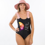 Mommy and Me Bathing Suits Butterfly Be Honest Be Brave Be Beautiful Flower Shoulder Backless Swimsuits