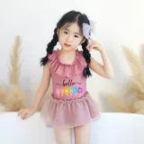 Girls Bathing Suits Hello Sunshine One Piece Lace Collar Swimsuits