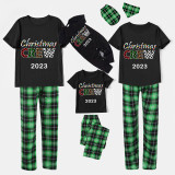 2023 Christmas Matching Family Pajamas Exclusive Design Printed Christmas Crew Black Short Pajamas Set