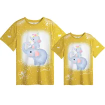 Mommy and Me Matching Clothing Top Elephant Mama And Mini Tie Dyed Family T-shirts