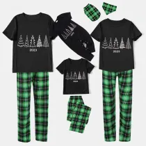 2023 Christmas Matching Family Pajamas Exclusive Christmas Tree Black Short Pants Pajamas Set