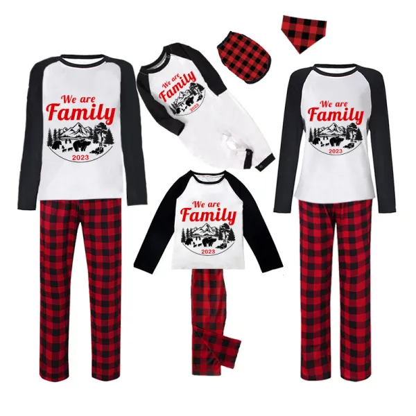 2023 Christmas Matching Family Pajamas Christmas Exclusive Design We are Family Polar Bear Red Pajamas Set