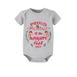 2023 Proud Member OF Naughty List White Christmas Gray Short Set Matching Family Pajamas Set