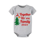2023 Christmas Matching Family Pajamas Exclusive Family Together Flying Reindeer Gray Short Pajamas Set