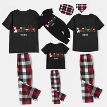 2023 Believe Christmas Matching Family Pajamas Exclusive Design Snowman Love Christmas Black Short Pajamas Set