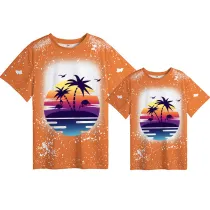 Mommy and Me Matching Clothing Top Flamingo Coconut Tree Mama And Mini Tie Dyed Family T-shirts