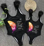 Mommy and Me Bathing Suits Butterfly Be Honest Be Brave Be Beautiful Feather Shoulder Backless Swimsuits