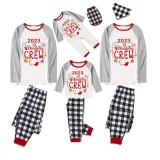2023 Christmas Matching Family Pajamas Exclusive Design Christmas Crew Wreath Black White Plaids Pajamas Set