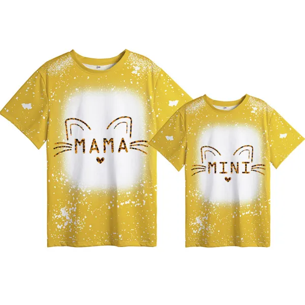 Mommy and Me Matching Clothing Top Cat Leopard Tie Dyed Family T-shirts