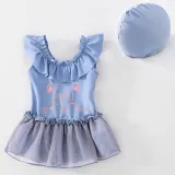 Girls Bathing Suits Mini Cat One Piece Lace Collar Swimsuits