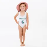 Mommy and Me Bathing Suits Mermaid Mama And Mini Flower Shoulder Backless Swimsuits