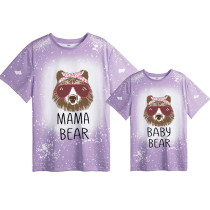 Mommy and Me Matching Clothing Top Bear Slogan Mama Mini Tie Dyed Family T-shirts