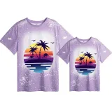 Mommy and Me Matching Clothing Top Flamingo Coconut Tree Mama And Mini Tie Dyed Family T-shirts