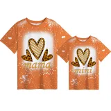 Mommy and Me Matching Clothing Top Mama Mini Three Hearts Tie Dyed Family T-shirts