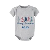 2023 Christmas Matching Family Pajamas Exclusive Merry Christmas Beatiful Tree Blue Short Pajamas Set