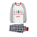 2023 Christmas Matching Family Pajamas Exclusive Merry Christmas Beatiful Tree Black White Plaids Pajamas Set